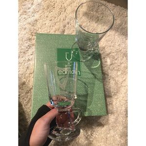 Eamon Set Of Twin Etched Harp Shamrock Irish Coffee Glass Mugs